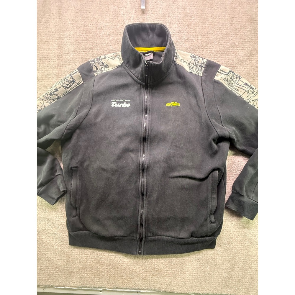 Puma Porsche Turbo Track Jacket Mens XL Black Good Full Zip Graphic 534837-01